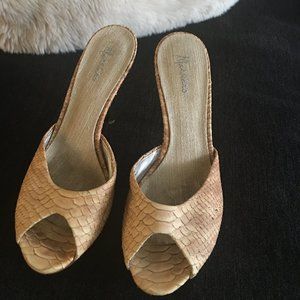 Marciano Snakeskin pumps with silver metallic heel